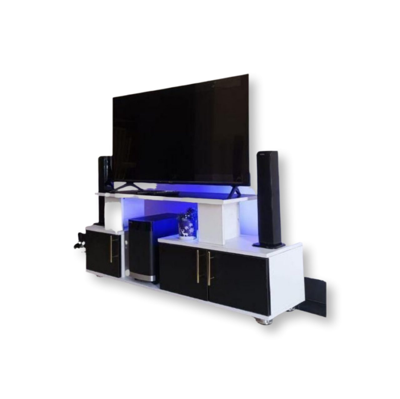Instanbul 2 modern Tv stands Led Bulb white & Black