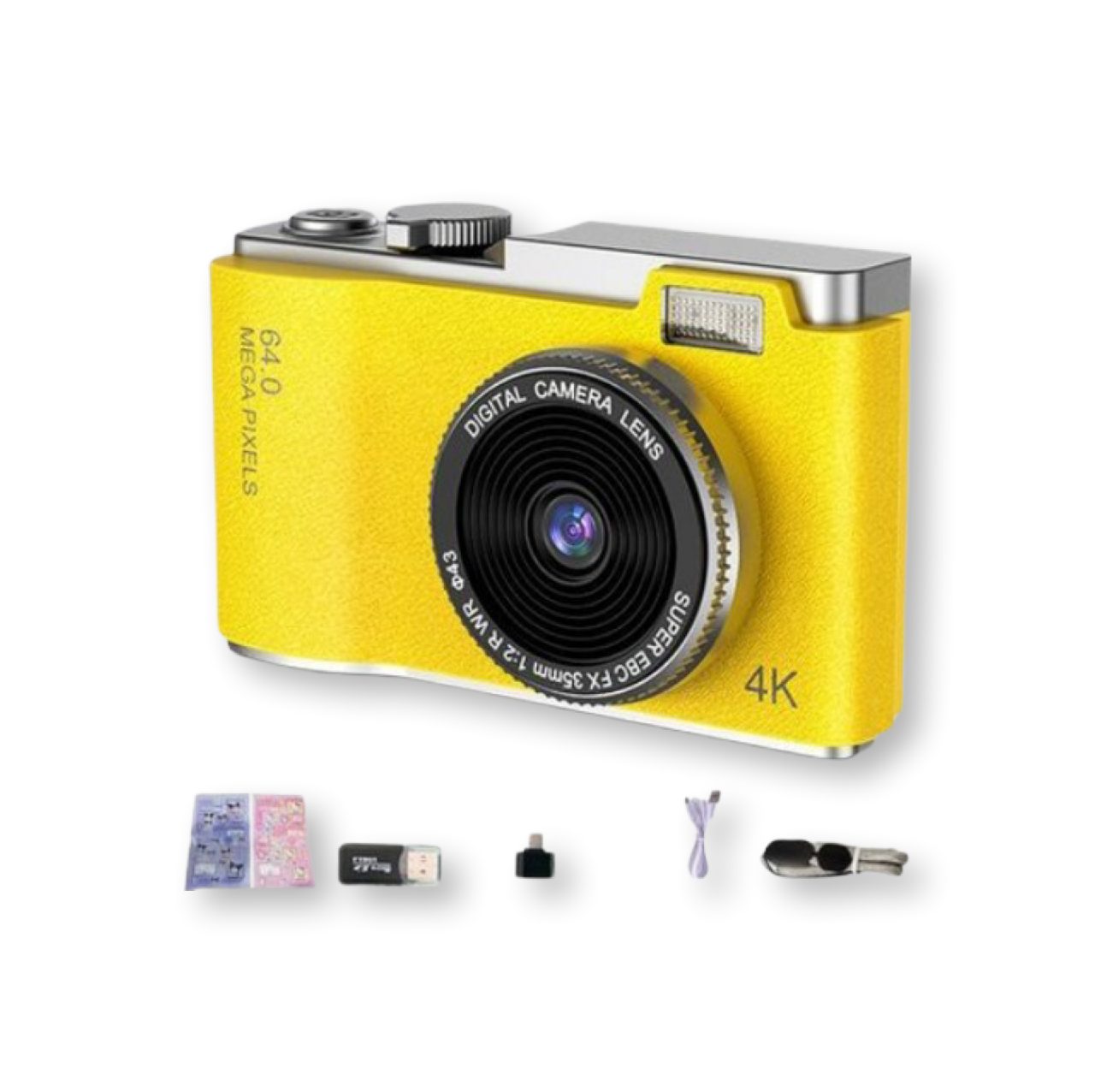 Lk003 Dual Lens 4k HD Kids camera yellow